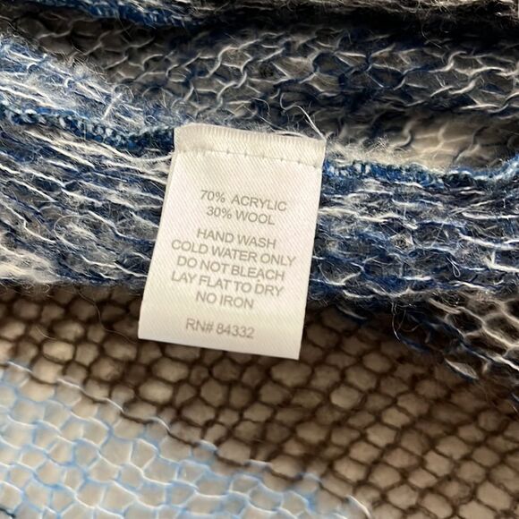 2 ii Sisters Open Front Striped Open Knit Cardigan Blue Brown Size Small Medium - Picture 6 of 8